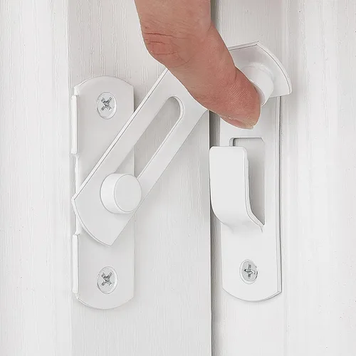 Vista 18 de 3 paquetes de pestillos de puerta abatible, 3.93 x 2.75 pulgadas, cerradura de seguridad negra para valla de madera de granero, puertas francesas