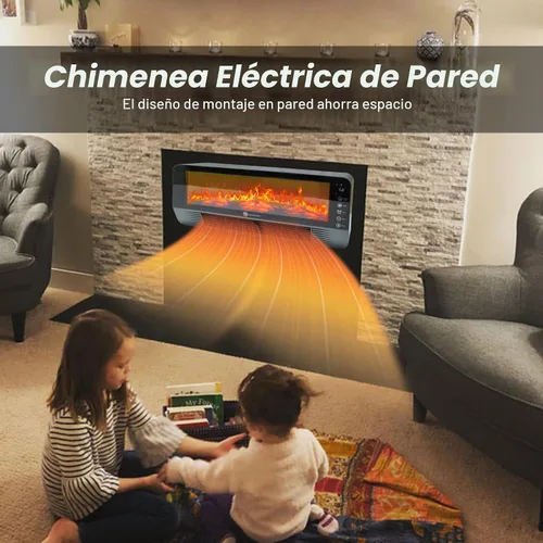 Vista 4 de Calentador de espacio, calentador de chimenea, calentadores para uso en interiores con efecto de llama 3D, aire acondicionado portátil de 1500 W