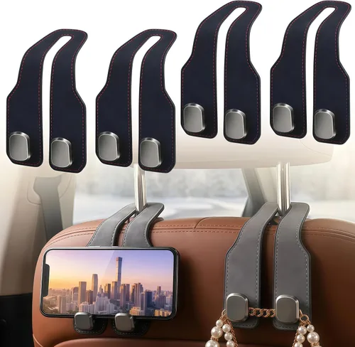 Vista 8 de Ganchos para reposacabezas de asiento de automóvil, soporte de doble gancho Marrón