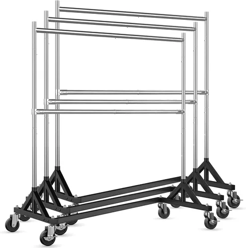 Vista 13 de HOKEEPER Perchero Z con capacidad para 500 libras, resistente perchero de ropa comercial para colgar ropa con ruedas, estante Z portátil