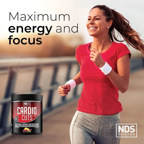 Vista 8 de Cardio Cuts NDS Nutrition 4.0 Razz Lemonade (40 porciones) y censor nutricional NDS (90 cápsulas blandas)