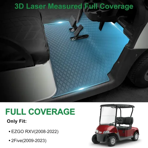 Vista 2 de EZGO RXV - Tapete de repuesto para carrito de golf de cobertura completa para EZGO RXV (2008-2022) y 2Five (2009+) antideslizante y fácil de limpiar