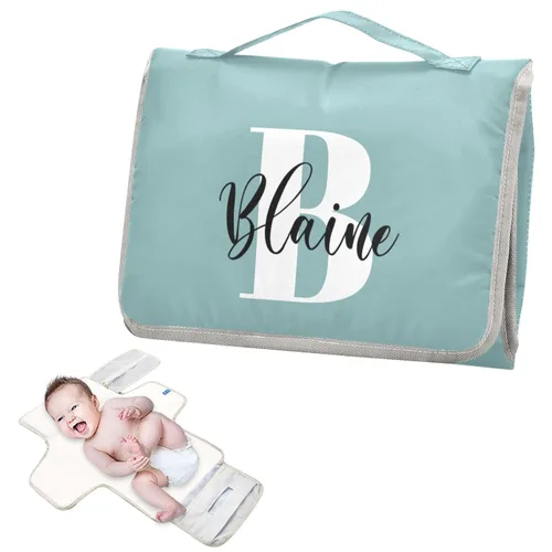 Vista 23 de Cambiador de pañales de bebé beige para niños pequeños, tapete portátil para cambiar pañales con bolsillo de almacenamiento para viajes, aparador