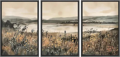 Vista 42 de SIGNWIN Lienzo enmarcado para pared, juego de arte dramático de cielo tormentoso, ilustraciones de paisaje nuboso Moody, arte moderno decorativo