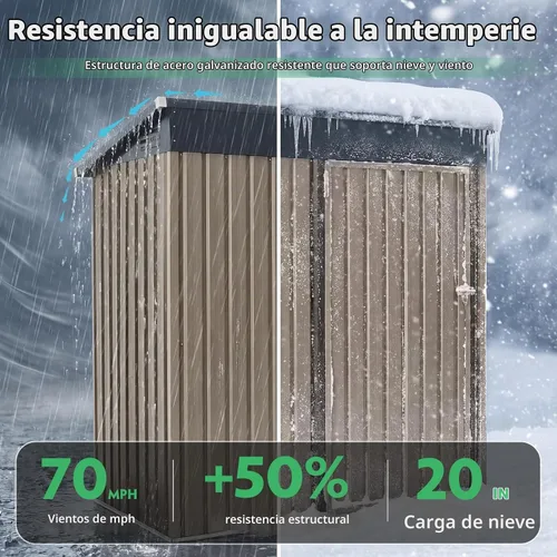 Vista 3 de AECOJOY Cobertizo de almacenamiento de metal para exteriores de 3 x 5 pies, cobertizo de herramientas de jardín resistente con puerta de gran