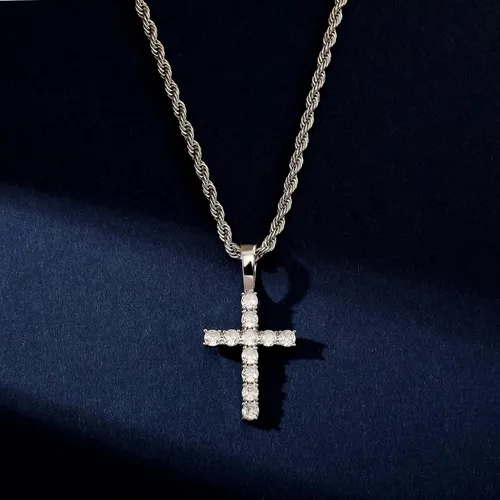 Vista 3 de Cross Necklace for Women 18K Gold Plated Iced Out CZ Crucifix Cross Necklace for Men Dainty Mens Faith Pendant