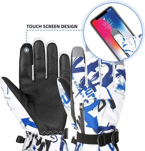Vista 3 de Durio Guantes de esquí para mujeres y hombres, guantes de nieve impermeables cálidos para niños con pantalla táctil, motos de nieve, guantes