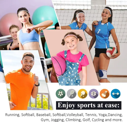 Vista 5 de Sumind 4 Pieces Thick Non-Slip Elastic Sport Headbands, Elastic Silicone Grip Exercise Hair and Sweatbands for Yoga