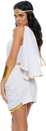 Vista 2 de Forplay Disfraz de diosa para mujer, conjunto de disfraz sexy de Toga de belleza inmortal Blanco