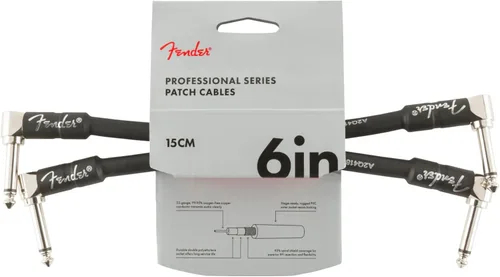 Vista 2 de Fender - Cable de instrumento de la serie profesional, cable de guitarra, accesorios de guitarra, ángulo/ángulo, negro, 6 pulgadas, paquete de 2