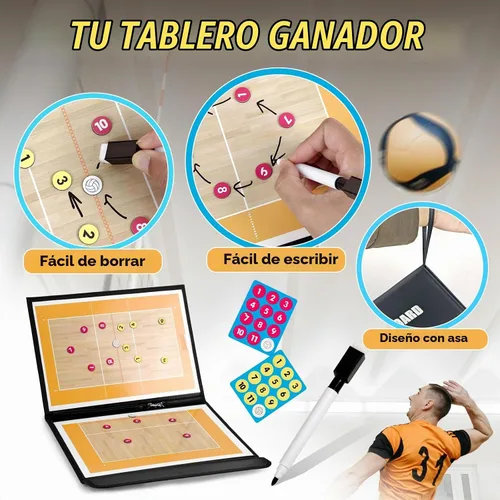 Vista 5 de Tablero de entrenamiento de voleibol Magnético, tablero de tácticas