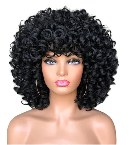Vista 2 de Peluca sintética de corte Pixie con flequillo para mujer, peluca gris para mujeres negras, peluca corta con flequillo, perfecta para cosplay