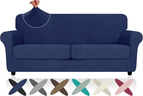 Vista 60 de ZNSAYOTX 2026 Funda de silla a rayas de 2 piezas (79 cm - 117 cm), funda de sillón elástica gruesa con banda elástica antideslizante y lazos