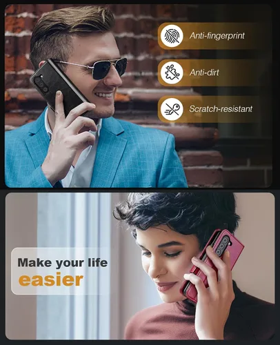 Vista 7 de OCASE Funda tipo cartera para Samsung Galaxy Z Fold 5 5G con soporte para S Pen (versión actualizada) de piel sintética, ranuras para tarjetas