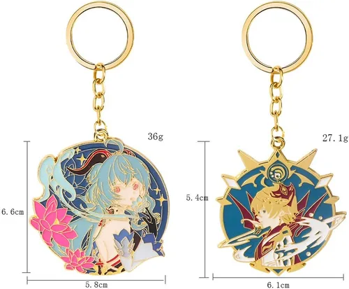 Vista 2 de SONGCHANGJEWELRY 14 tipos de llaveros Genshin Impact Cosplay Cadena de figuras de juego Genshin Impact Regalos de Halloween para fans