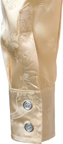 Vista 6 de ZEROYAA Camisas de vestir con botones de manga larga y estampado floral de jacquard rosa satinado brillante para hombre para fiesta de graduación