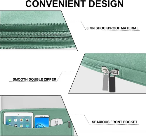 Vista 3 de Funda para laptop de 14 pulgadas, maletín protector a prueba de golpes con bolsillo para accesorios, bolsa portátil para computadora para MacBook