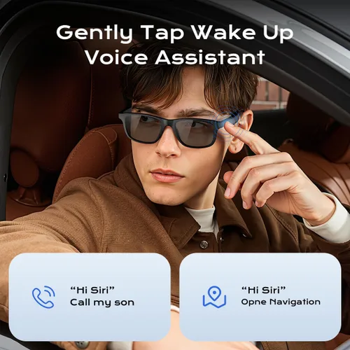 Vista 5 de Gafas de sol Bluetooth para mujer, lentes de sol fotocrómicas con luz azul, lentes de audio inteligentes para mujeres y hombres, micrófono y Lente