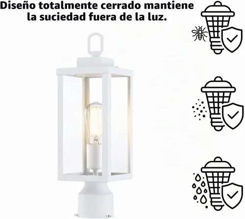 Vista 5 de GRUENLICH Outdoor Post Light Fixture, Tempered Glass, 16.5" White 1 Pack Blanco