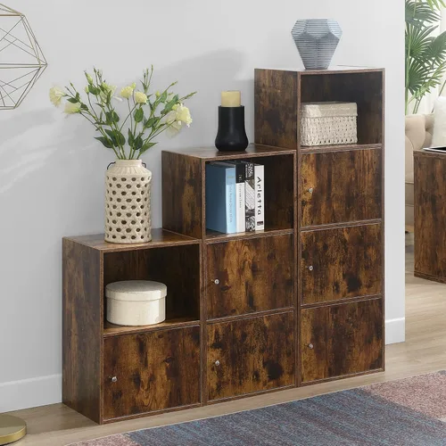 Vista 7 de Convenience Concepts Xtra Storage Gabinete de Tres Puertas con Estante en Acabado de Madera de Nogal