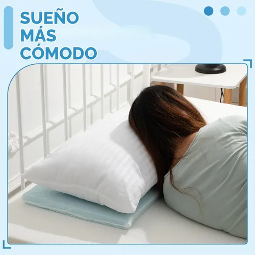 Vista 6 de Beeveer 1 almohada delgada de espuma viscoelástica plana, azul