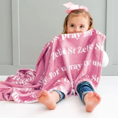 Vista 4 de Yofair Se envía al día siguiente, manta de bebé personalizada con nombre, manta personalizada con palabras de letras, manta de franela de felpa