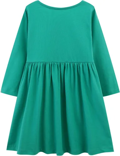 Vista 2 de HILEELANG Vestido de manga larga para niña, de algodón, casual, con apliques para Halloween, Navidad, túnica