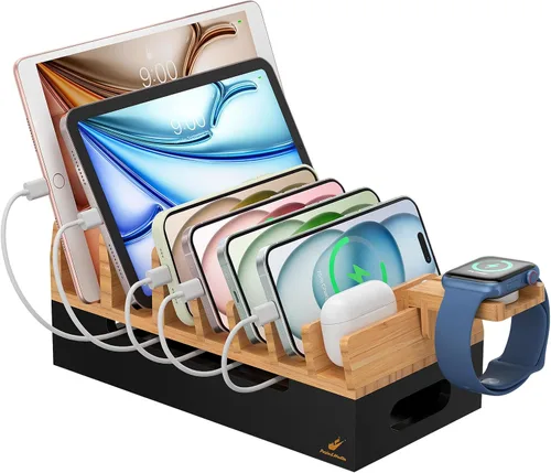 Vista 9 de Cargador de pared USB, estación de carga USB de escritorio para múltiples dispositivos