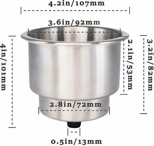 Vista 3 de DNB - Portavasos de acero inoxidable - Insertar soportes para bebidas con drenaje accesorios para barcos marinos