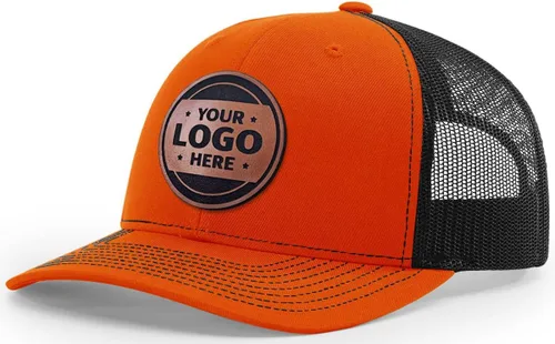 Vista 27 de Sombrero de parche de cuero de camionero personalizado grabado con láser