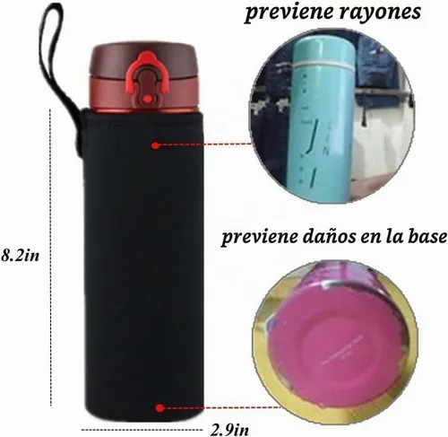 Vista 2 de Funda para botella de agua de 25 onzas, funda de neopreno aislada para botella de agua, soporte para botella de agua, funda de bolsa de 25.4 fl oz