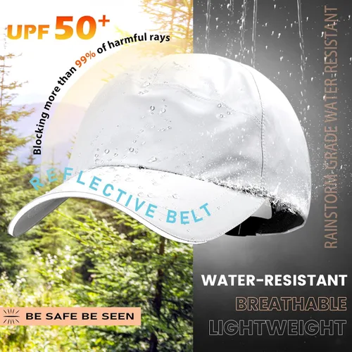 Vista 42 de Gorra de béisbol impermeable para hombre, sombrero de lluvia plegable para correr al aire libre, sombrero de pesca solar