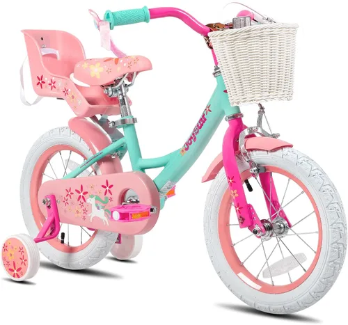 Vista 14 de JOYSTAR Unicorn Kids Bike for Girls Ages 2-9 Years Old, 12 14 16 18 Inch Kids Bike with Training Wheels, Doll Seat, Streamers and Basket, Toddler