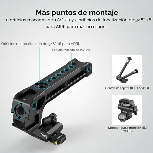 Vista 5 de SmallRig Mango superior ligero NATO, agarre NATO de liberación rápida con riel NATO para jaula de cámara DSLR, mango superior universal con 5