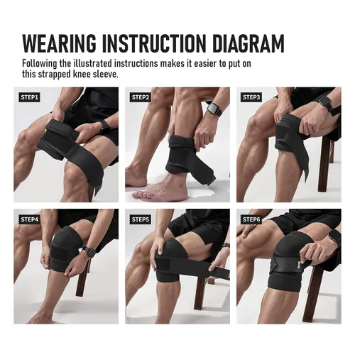 Vista 6 de GOUNOD Knee Sleeves for Weightlifting with Wraparound Straps 7mm
