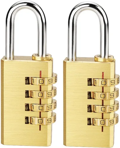 Vista 8 de Paquete de 2 candados combinados, candado reiniciable de 4 dígitos con llaves, cerradura combinada para escuela, casillero de gimnasio, casillero