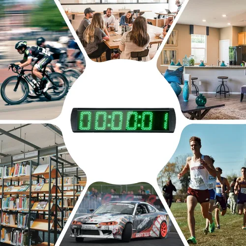 Vista 6 de Temporizador digital de carreras con pantalla LED grande con batería, función de cuenta regresiva/arriba/reloj de tiempo, control remoto, soporte
