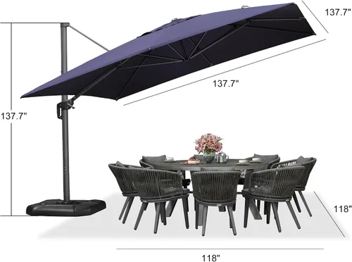 Vista 285 de PURPLE LEAF Paraguas al aire libre con base 8' x 8' protección solar verde Manzana Verde (Apple Green)