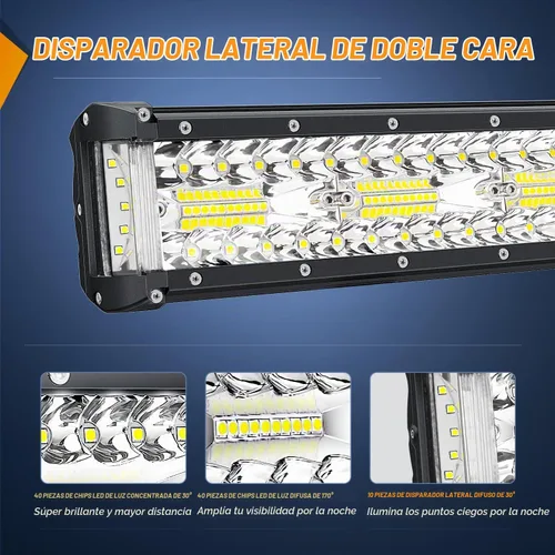 Vista 3 de Nilight Barra de luz LED de disparo lateral, 12 pulgadas, triple fila, luces combinadas spot flood, iluminación de trabajo con interruptor