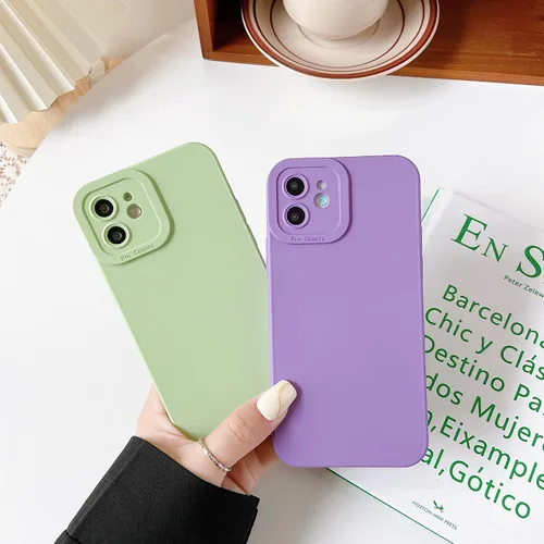 Vista 5 de DEFBSC Compatible con iPhone 12 de 6.1 pulgadas, funda de silicona líquida, funda protectora para cámara, protección de cuerpo completo de goma