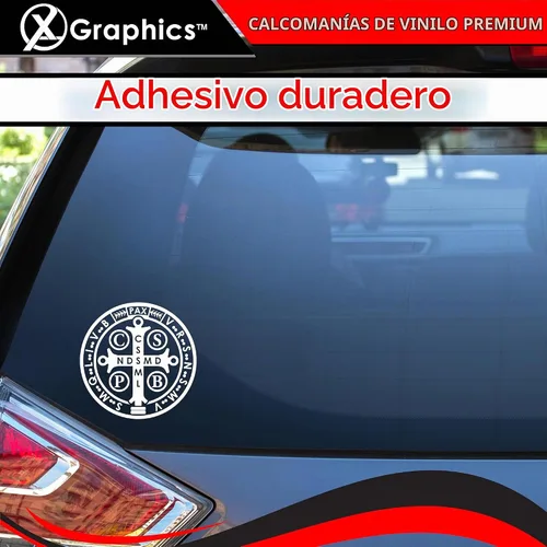 Vista 4 de Calcomanía de vinilo con medallón de San Benito Medalla de San Benito para automóvil, camión, SUV, impermeable (blanco, 5.8 x 5.8 pulgadas)