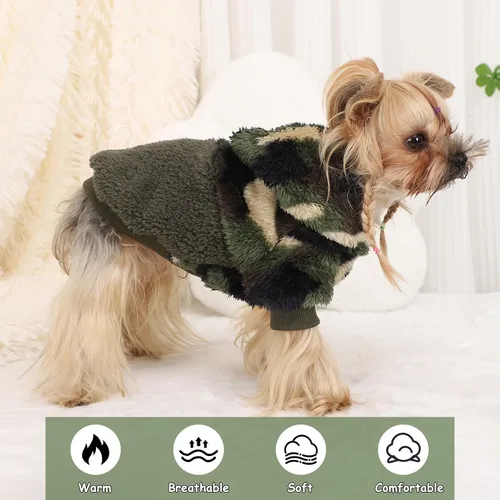 Vista 6 de Suéter de perro para perros pequeños, ropa de invierno para niños y niñas, machos y hembras, sudaderas con capucha de forro polar cálido