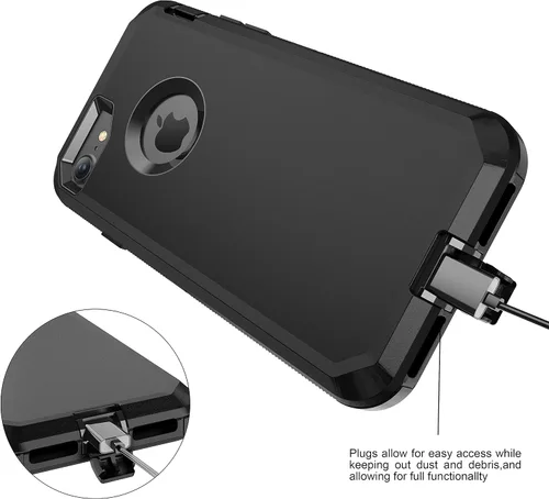 Vista 4 de MXX Funda resistente para iPhone 8 con protector de pantalla [sin clip para cinturón] [3 en 1 capas de protección] cubierta de protección de goma