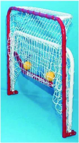Vista 2 de EZGoal Mini portería plegable con 2 palos y 3 bolas, rojo/blanco