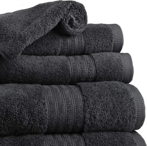 Vista 23 de TRIDENT Juego de 4 toallas de baño beige de secado rápido 100% algodón