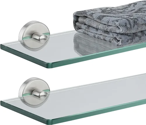 Vista 29 de JQK Pequeños estantes flotantes de vidrio negro, repisas de exhibición de 4 pulgadas para pared, mini decoración, sala de estar, dormitorio, baño