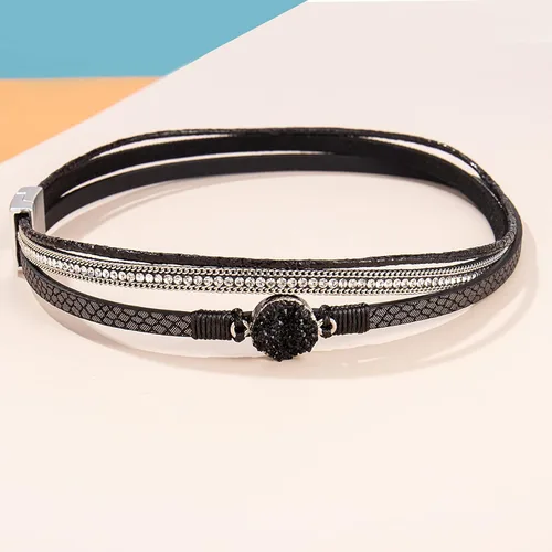 Vista 6 de Pulseras bohemias de cuero con cierre magnético para mujer, Cuero sintético
