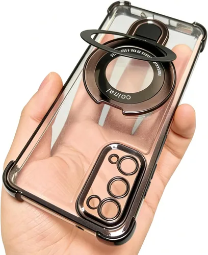 Vista 21 de Funda compatible con Samsung Galaxy S23 Carcasa rígida protectora con soporte de anillo transparente para Samsung S23, color negro