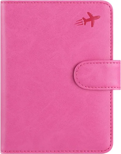 Vista 26 de Funda para pasaporte, cartera con bloqueo RFID, funda de piel para tarjetas, accesorios de viaje para mujeres y hombres, negro