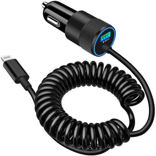 Vista 12 de Apple MFi Certified Retractable Car Charger USB C, 120W Car Phone Charger Braveridge 4 in 1 PD/QC3.0 Type C Fast Car Charging Cigarette Lighter